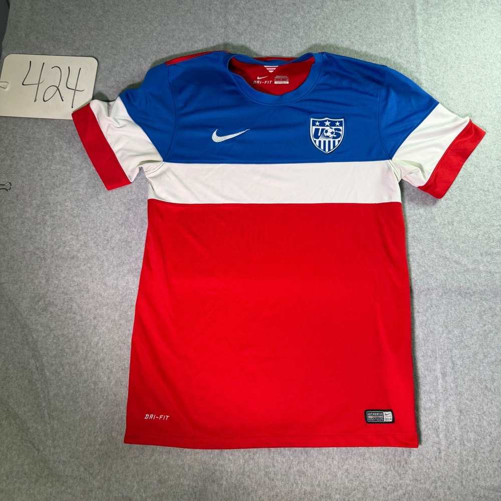Nike USMNT 2014 World Cup Away Jersey Mens Small Red White Blue Bomb Pop Soccer